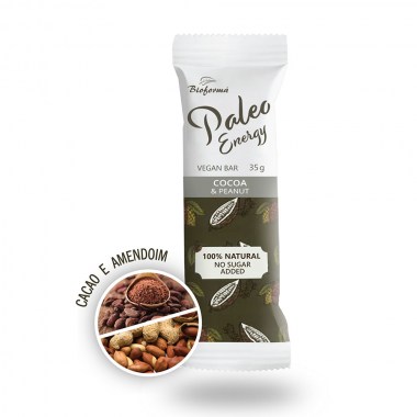 Barra PALEO Energy (Vegan) sabor cacau e amendoim 35g BIOFORMA
